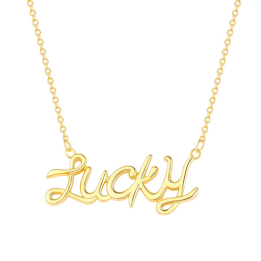Fashion Gold Sterling Silver Lucky Word Necklace