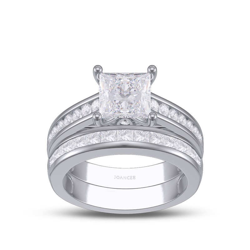 Princess Cut White Sapphire 925 Sterling Silver Bridal Sets