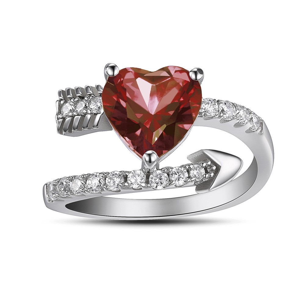 Heart Cut Ruby 925 Sterling Silver Promise Rings