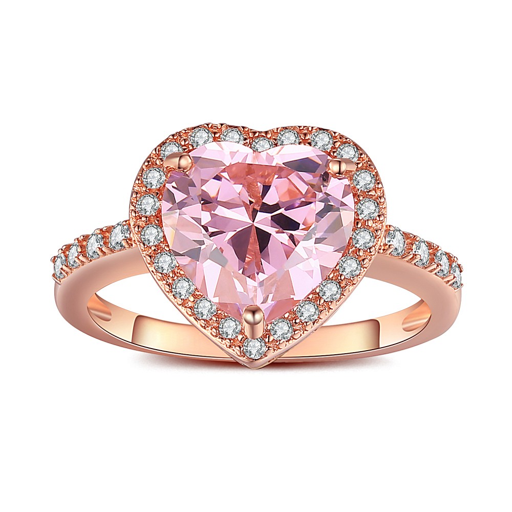 Romantic Woman's Flower Round Cut Pink Sapphire 925 Silver Ring Size 6-10