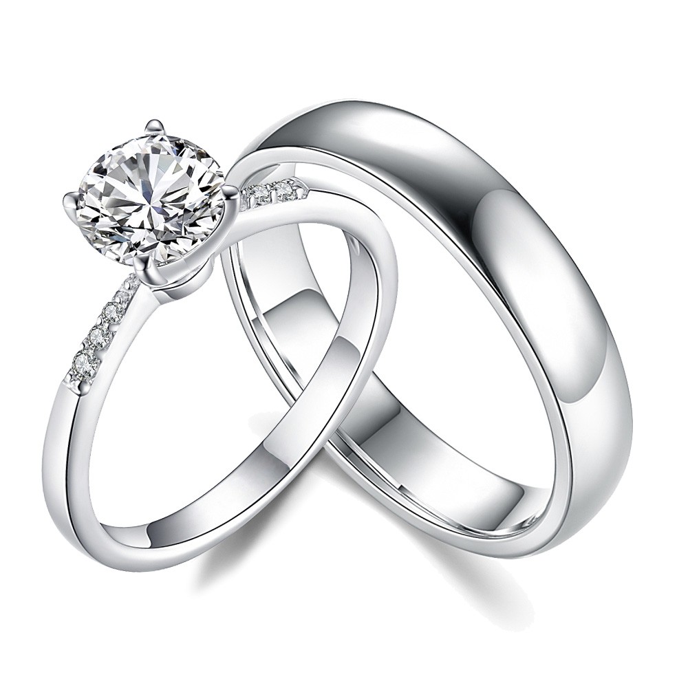 Couple Ring Set With Cubic Zirconia and Crystal – Mahi Jewellery