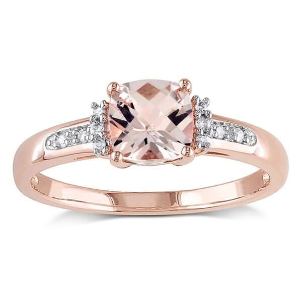 Rose Gold Cushion Cut Champagne 925 Sterling Silver Engagement Ring