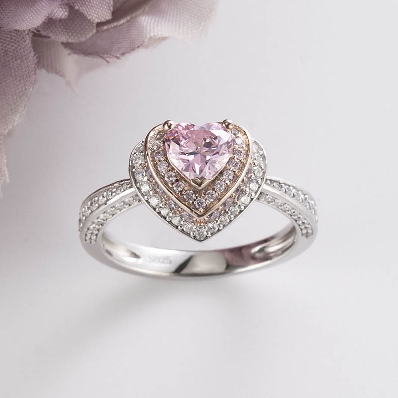 3.25 Carat Heart Shape Cut Pink Sapphire Solitaire 925 Sterling Silver  Engagement Wedding Halloween Ring for Girl's & Women's -  Norway