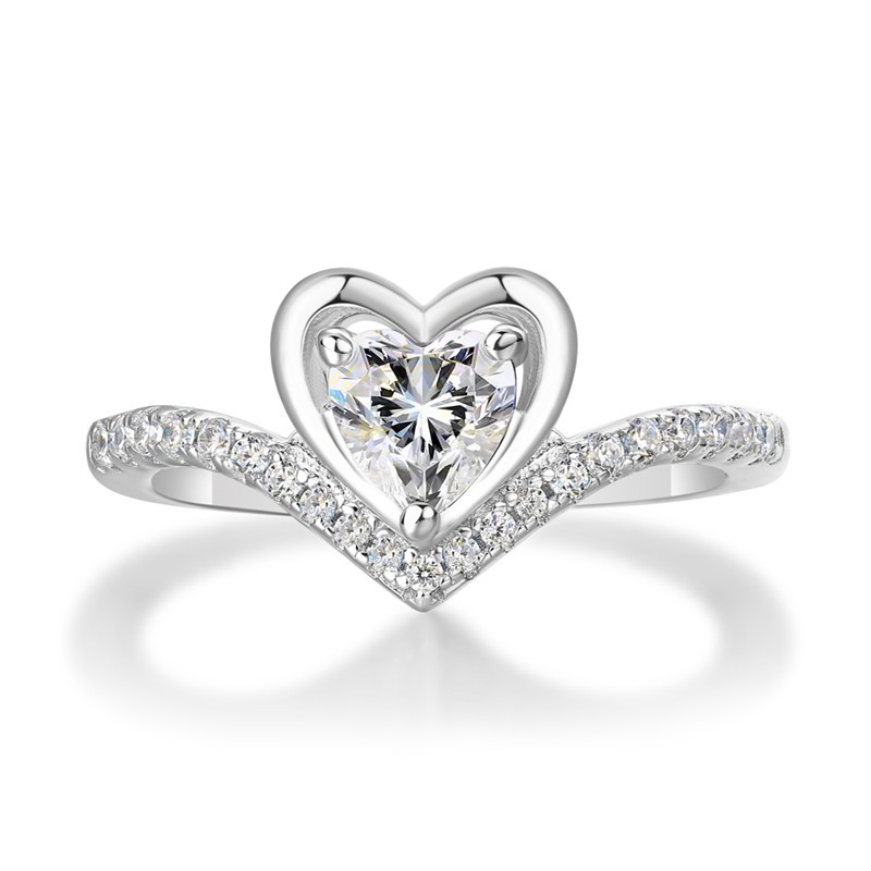 Heart Cut White Sapphire 925 Sterling Silver Engagement Ring