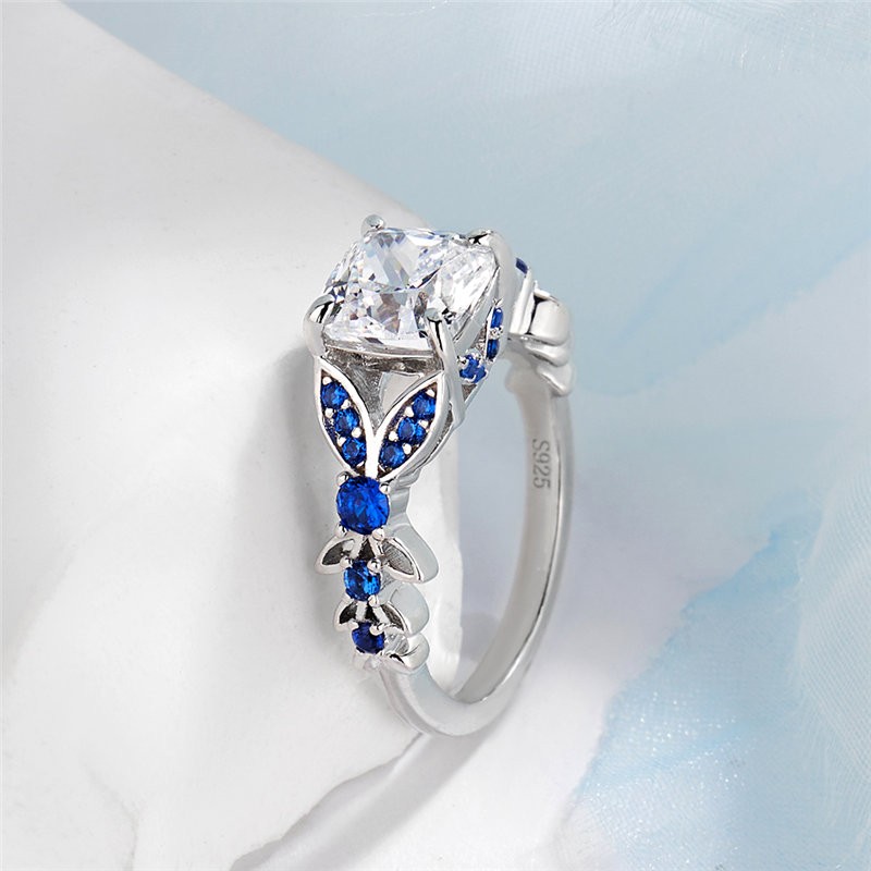 Cushion Cut White Sapphire 925 Sterling Silver Butterfly Engagement Ring