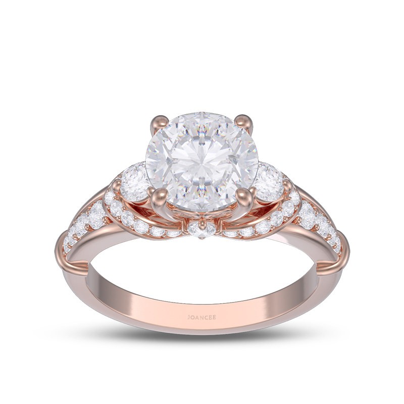 Rose Gold Classic Round Cut White Sapphire 925 Sterling Silver Engagement Ring