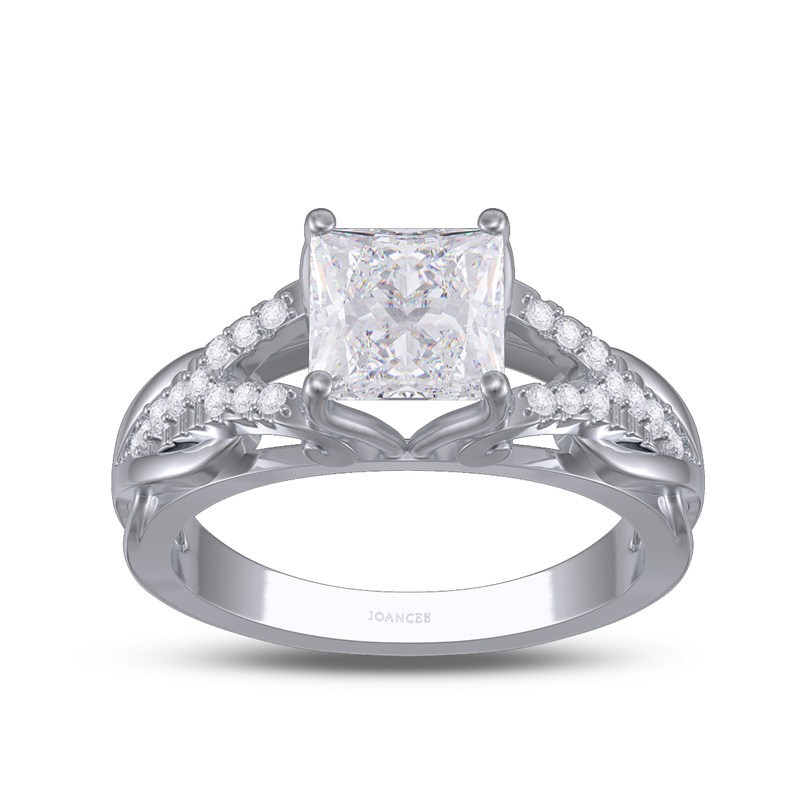 Princess Cut White Sapphire 925 Sterling Silver Engagement Ring