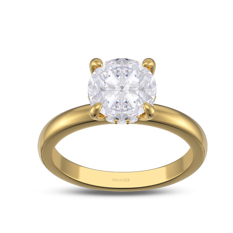 Yellow Gold Classic Round Cut 925 Sterling Silver Solitaire Engagement Ring