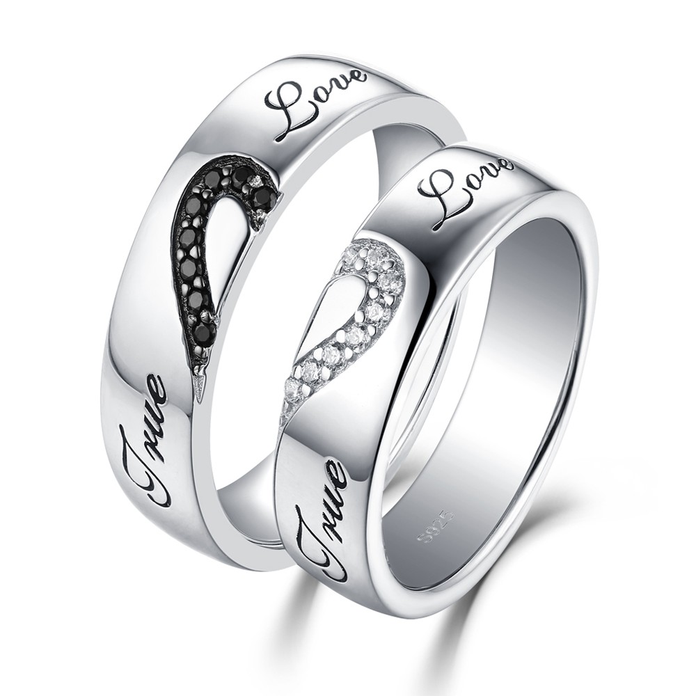 Infinity Love Knot Silver Promise Rings for Couples Set - Eleganzia Jewelry