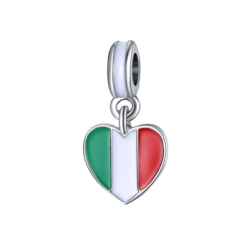 Italian Flag Charm Sterling Silver