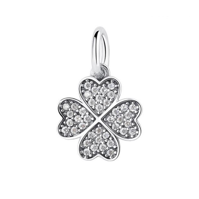 Clover Hearts Charm Sterling Silver