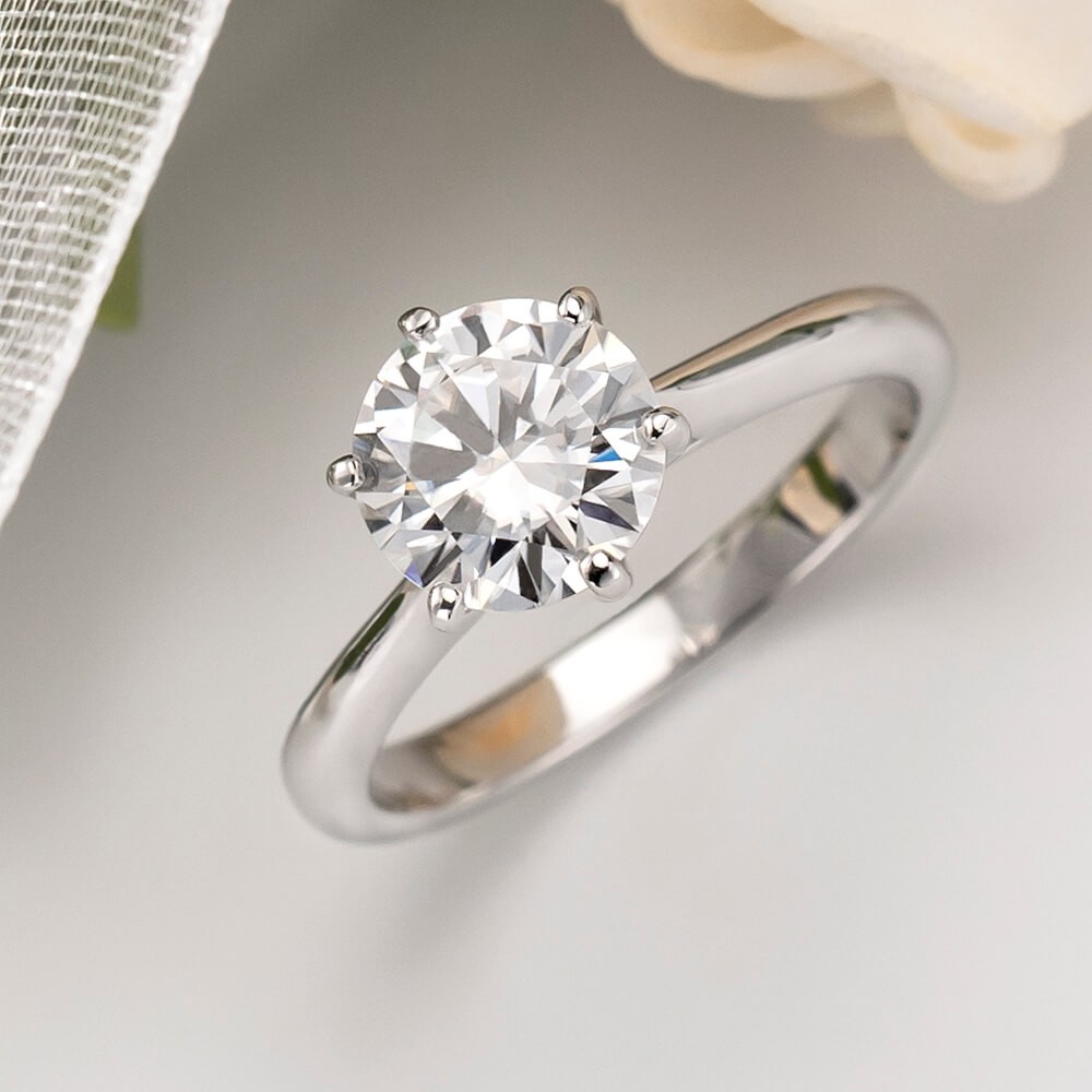 2.0CT Forever Brilliant Moissanite 925 Sterling Silver Solitaire Engagement Ring 