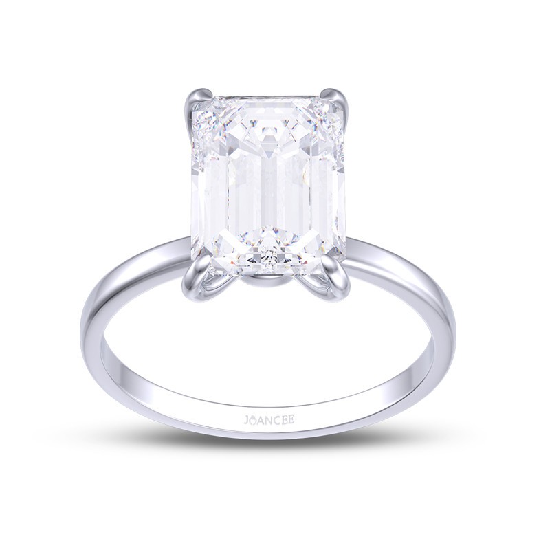 2.0 CT Classic Emerald Cut Moissanite Sterling Silver Solitaire Engagement Ring