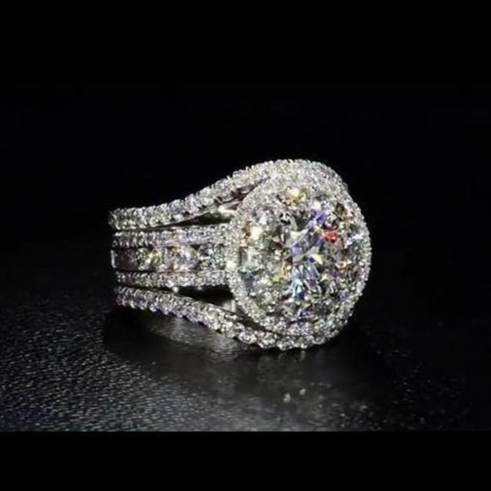 Round cut white sapphire sales engagement rings