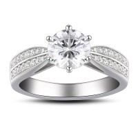 Round Cut White Sapphire 925 Sterling Silver Women's Engagement Ring