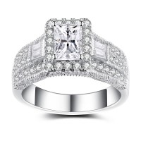 Radiant Cut White Sapphire Sterling Silver Women's Engagement Ring