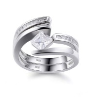 Princess Cut White Sapphire 925 Sterling Silver Women's Ring