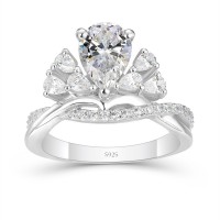 Pear Cut White Sapphire 925 Sterling Silver Twisted Engagement Ring