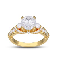 Yellow Gold Classic Round Cut White Sapphire 925 Sterling Silver Engagement Ring