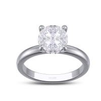Classic Round Cut 925 Sterling Silver Solitaire Engagement Ring