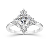 Vintage Princess Cut White Sapphire 925 Sterling Silver Halo Engagement Ring