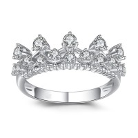 Crown Round Cut Gemstone 925 Sterling Silver Cocktail Ring