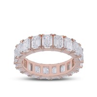 Rose Gold Emerald Cut White Sapphire 925 Sterling Silver Women's Band