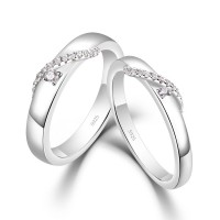 Matching Round Cut White Sapphire 925 Sterling Silver Promise Rings for Couples