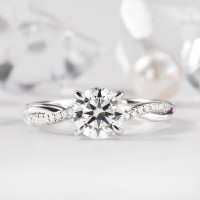 1.2 ct Round Cut Moissanite Sterling Silver Twisted Engagement Ring