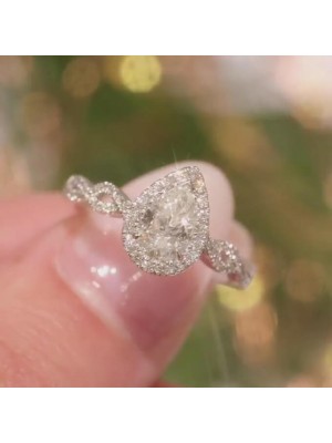 White sapphire pear engagement rings sale
