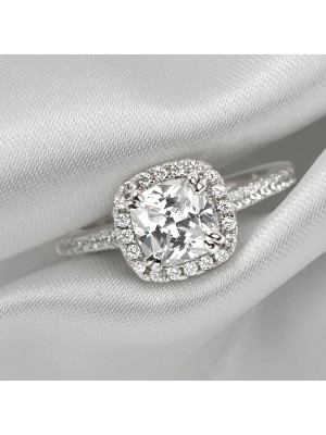 Cushion cut white sapphire ring clearance