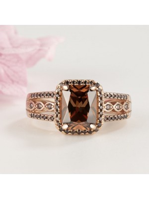 Emerald cut cheap chocolate diamond ring