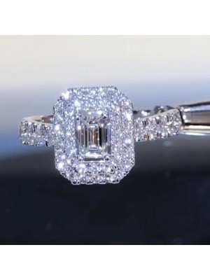 White sapphire emerald on sale cut engagement rings