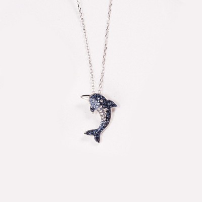 Blue Sapphire Dolphin S925 Silver Necklace