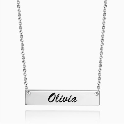 Engravable Silver Bar Necklace