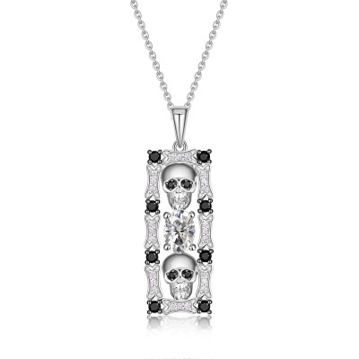 Vintage Skull and Bone 925 Sterling Silver Necklace