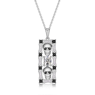Vintage Skull and Bone 925 Sterling Silver Necklace