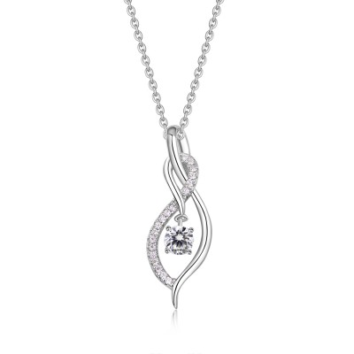 Round Cut White Sapphire Infinity Sterling Silver Necklace