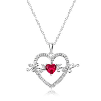 Heart Bloom Garnet 925 Sterling Silver Pendant Necklace