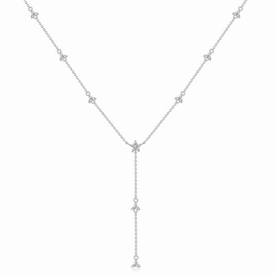 Stylish Round Cut Star 925 Sterling Silver Lariat Necklace