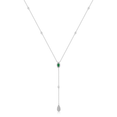 Stylish Marquise Cut Emerald 925 Sterling Silver Lariat Necklace