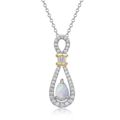 Pear Cut Opal 925 Sterling Silver Infinity Necklace