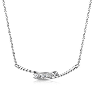 Simple Round Cut White Sapphire 925 Sterling Silver Necklace