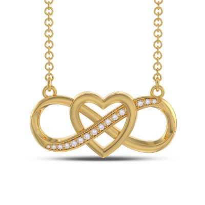 Yellow Gold White Sapphire 925 Sterling Silver Infinity Love Necklace