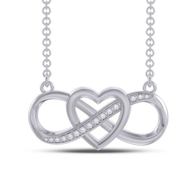 White Sapphire 925 Sterling Silver Infinity "Forever Love" Necklace