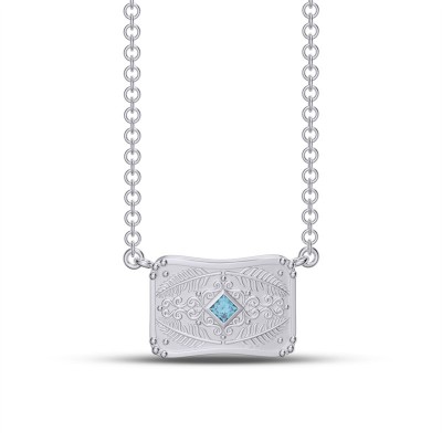 Vintage Aquamarine 925 Sterling Silver Belt Buckle Necklace