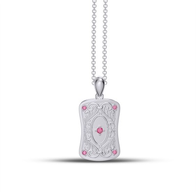Vintage Pink Sapphire 925 Sterling Silver Belt Buckle Necklace