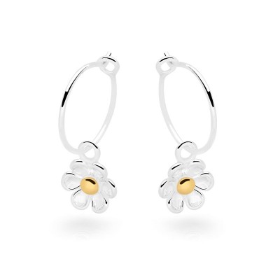 Lovely Daisy Sterling Silver Hoop Earrings