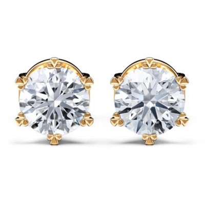 Round Cut White Sapphire 925 Sterling Silver Gold/Rose Gold/Silver Snowflake Claw Stud Earrings