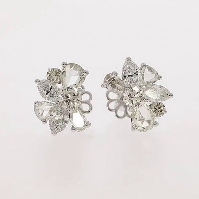 Exquisite Round Pear and Marquise Cut White Sapphire 925 Sterling Silver Stud Earrings